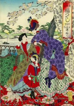 Femmes japonaises dans les vêtements de style occidental Toyohara Chikanobu Peinture à l'huile